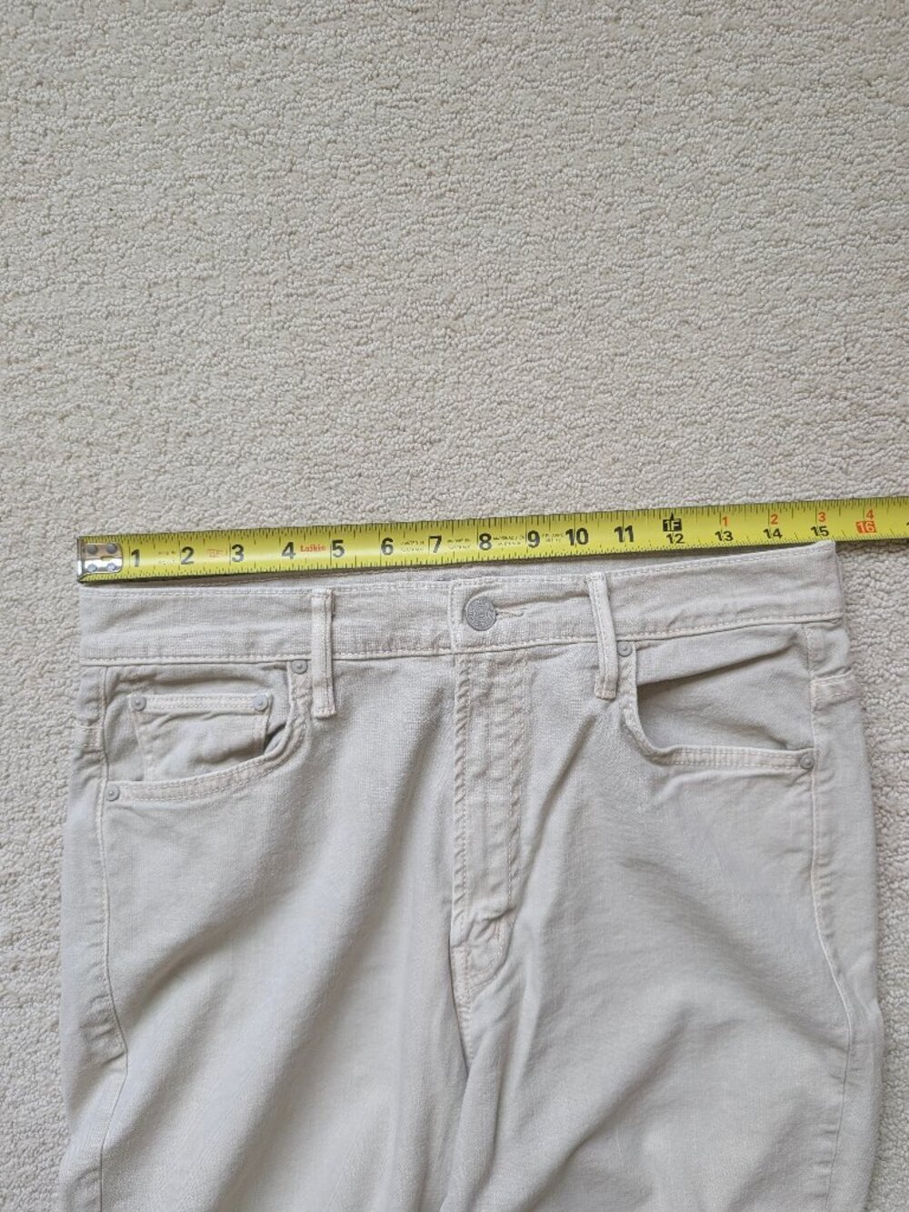 MOTHER The Insider Ankle Fray in Chalk It Up 30 x 27 Jeans Pants denim Tan beige - Picture 13 of 16
